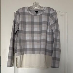 Ann Taylor Light Gray Mixed Media Sweater